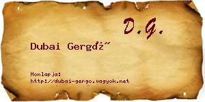 Dubai Gergő névjegykártya